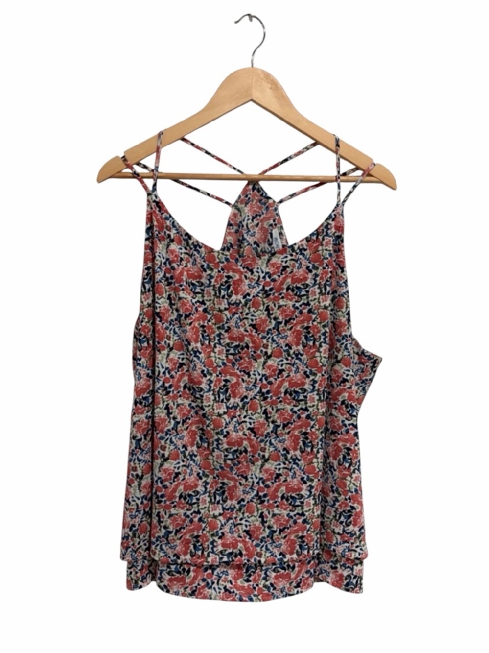 2/$25 Ricki’s Women’s Floral Sleeveless Double  Spaghetti Strap Tiered Top